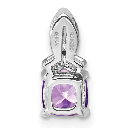 Anhänger aus rhodiniertem Sterlingsilber mit Amethyst und Diamant