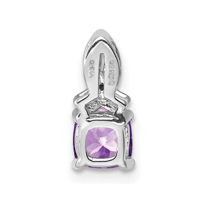 Anhänger aus rhodiniertem Sterlingsilber mit Amethyst und Diamant