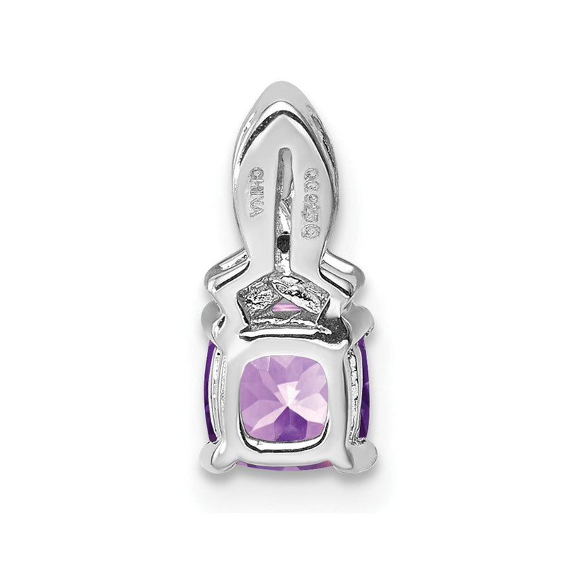 Anhänger aus rhodiniertem Sterlingsilber mit Amethyst und Diamant
