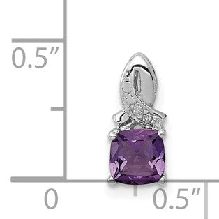 Anhänger aus rhodiniertem Sterlingsilber mit Amethyst und Diamant