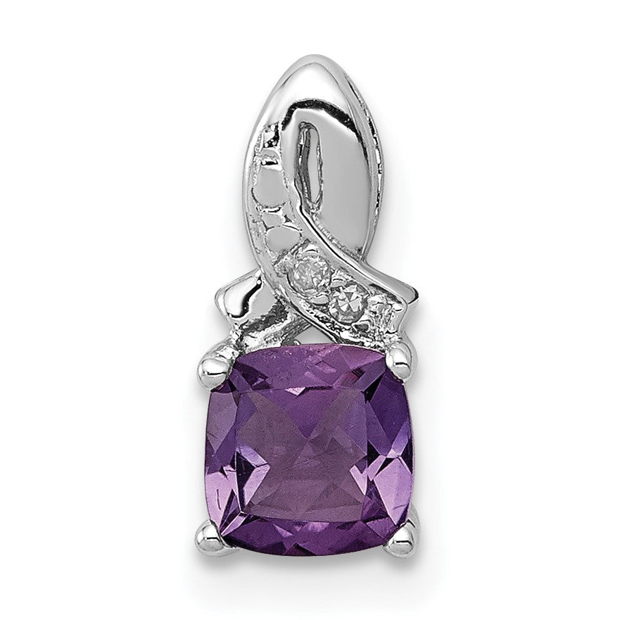 Anhänger aus rhodiniertem Sterlingsilber mit Amethyst und Diamant
