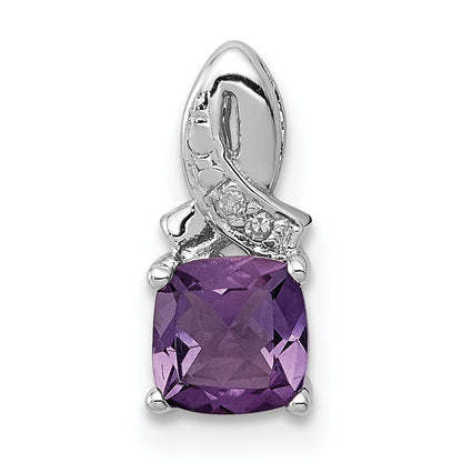 Anhänger aus rhodiniertem Sterlingsilber mit Amethyst und Diamant