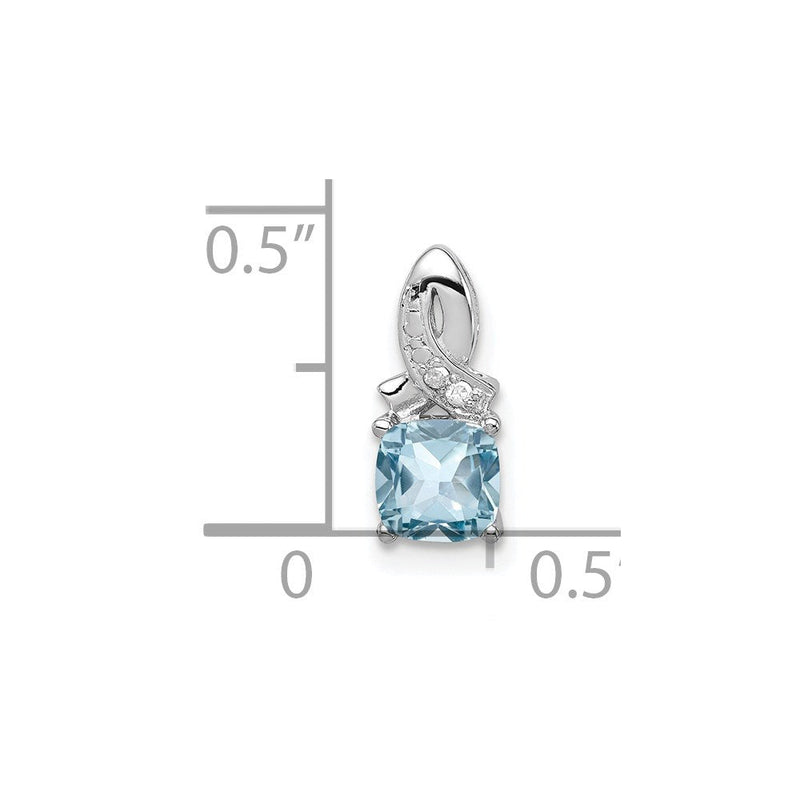 Rhodinierter Sterlingsilber-Anhänger mit hellblauem Schweizer Blautopas und Diamant