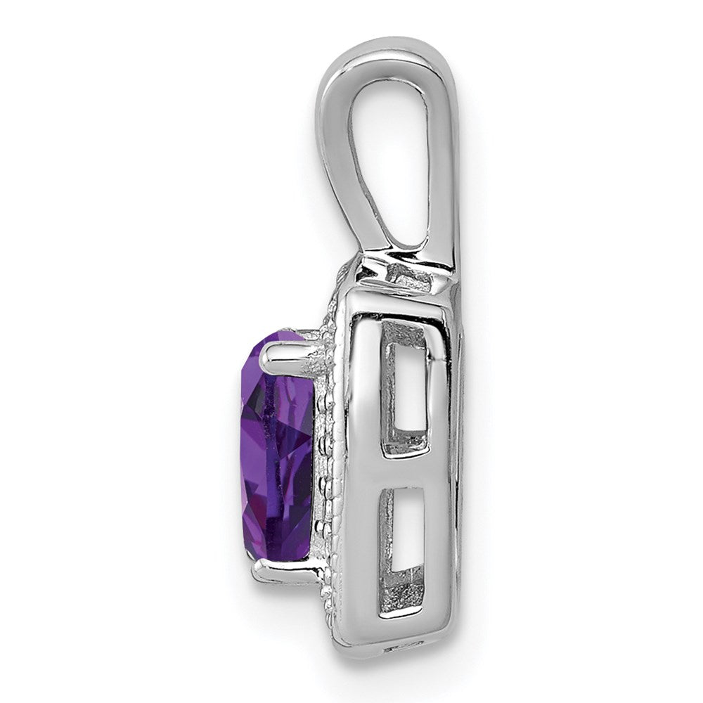 Anhänger aus rhodiniertem Sterlingsilber mit Amethyst und Diamant