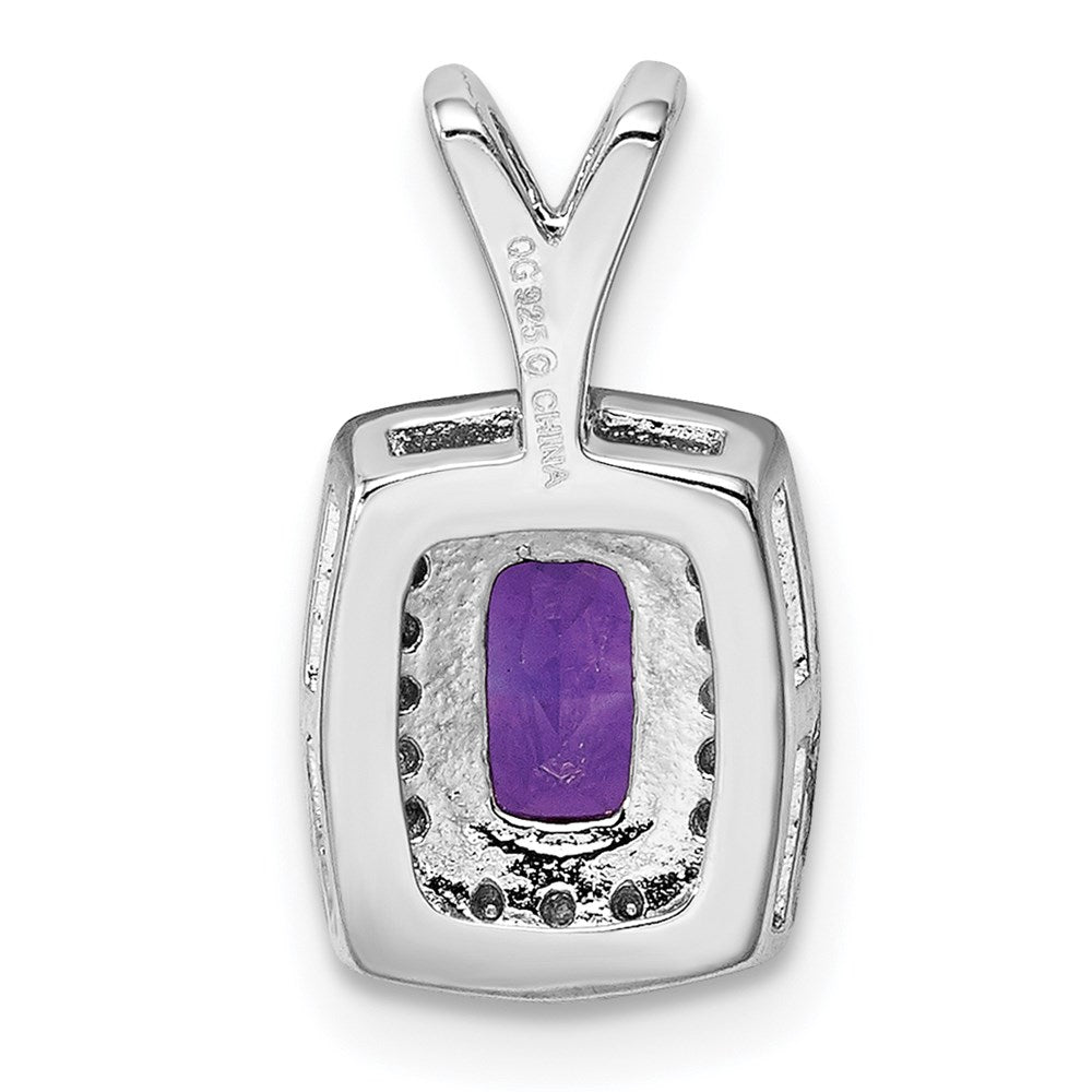 Anhänger aus rhodiniertem Sterlingsilber mit Amethyst und Diamant
