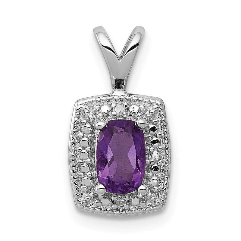 Anhänger aus rhodiniertem Sterlingsilber mit Amethyst und Diamant