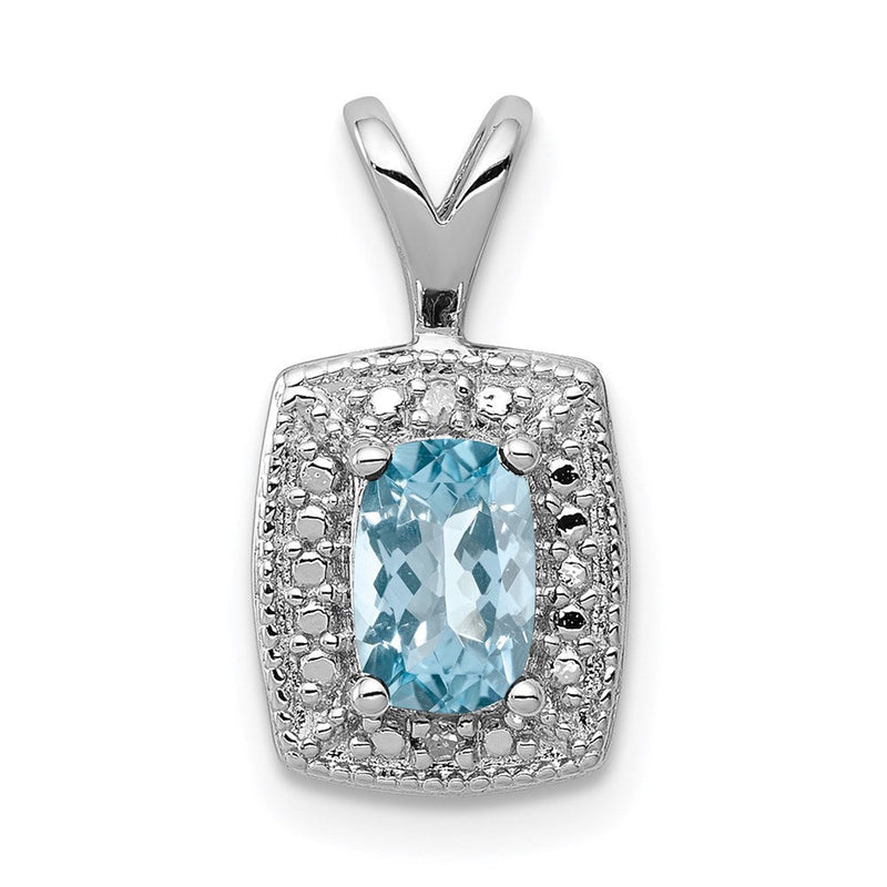 Anhänger aus rhodiniertem Sterlingsilber mit hellblauem Swiss-Blue-Topas und Diamant