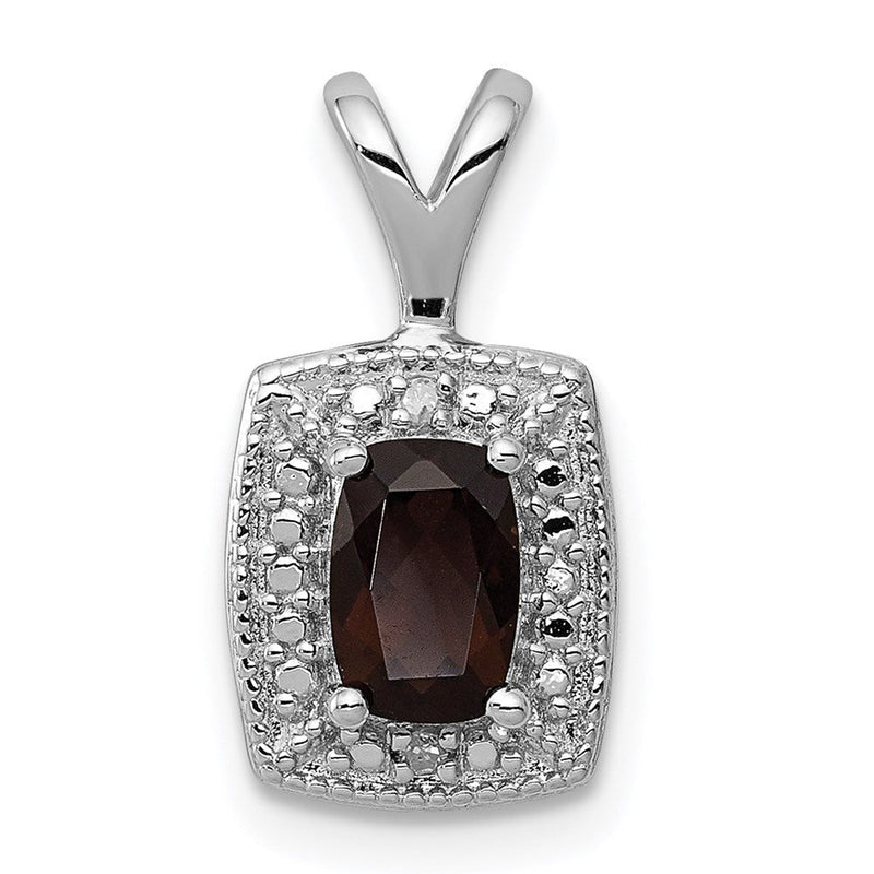 Anhänger aus rhodiniertem Sterlingsilber mit Rauchquarz und Diamant