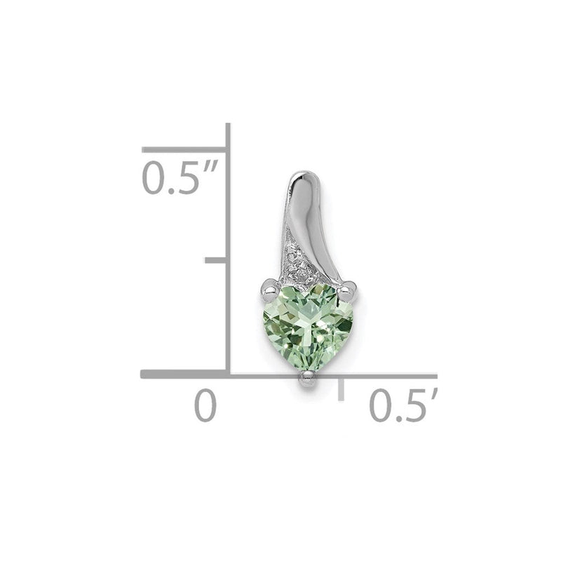 Sterlingsilber-Anhänger rhodiniert mit grünem Quarz & Diamant