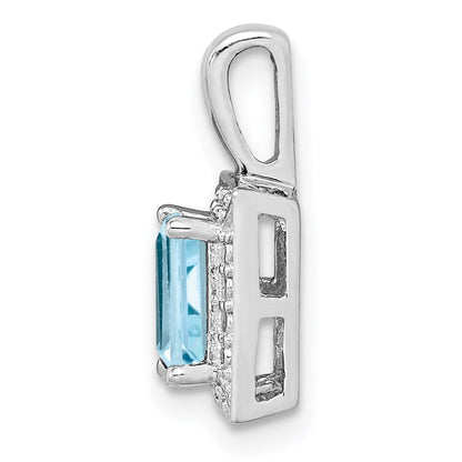 Rhodinierter Sterlingsilber-Anhänger mit hellblauem Schweizer Blautopas und Diamant