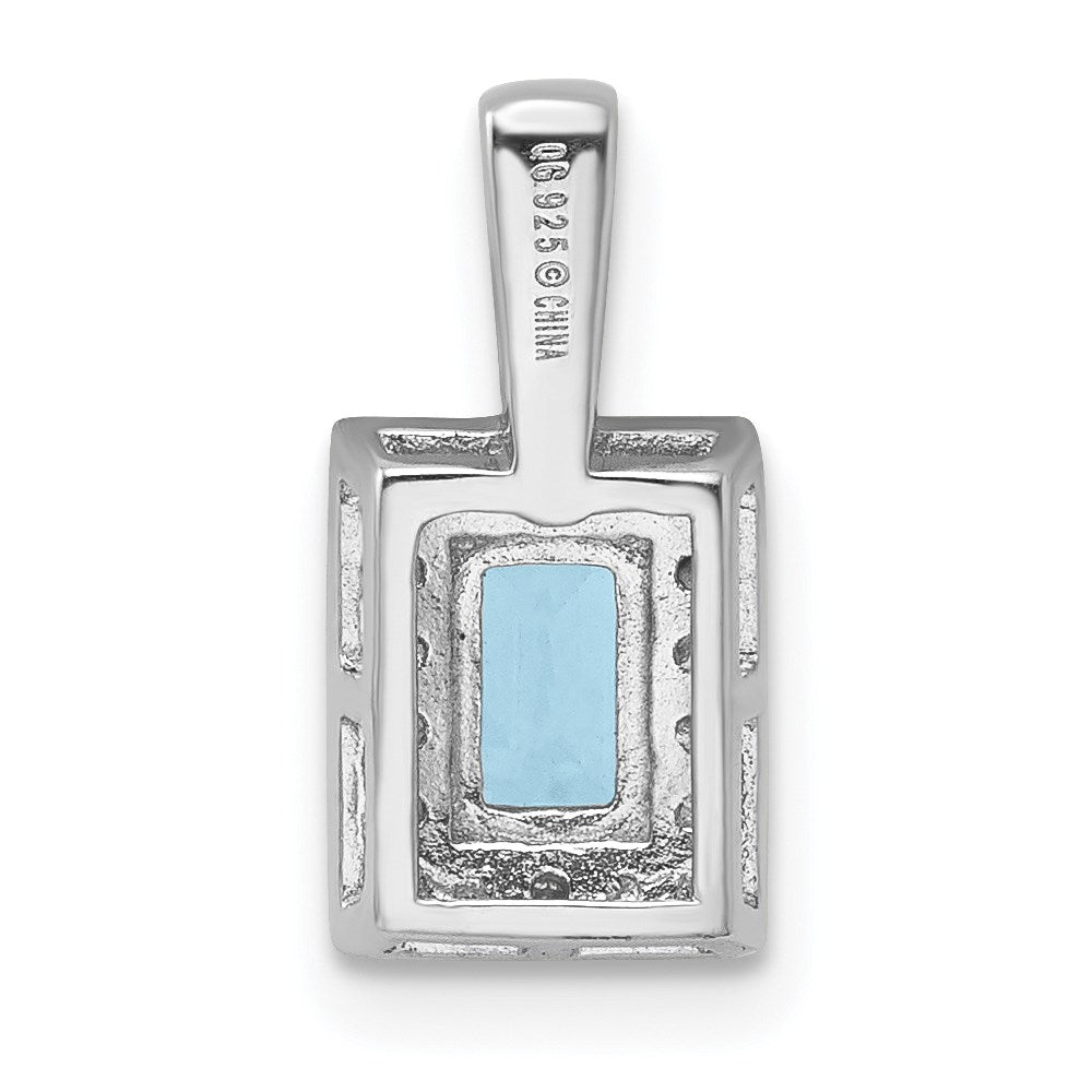 Rhodinierter Sterlingsilber-Anhänger mit hellblauem Schweizer Blautopas und Diamant