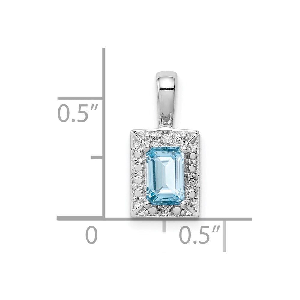 Rhodinierter Sterlingsilber-Anhänger mit hellblauem Schweizer Blautopas und Diamant