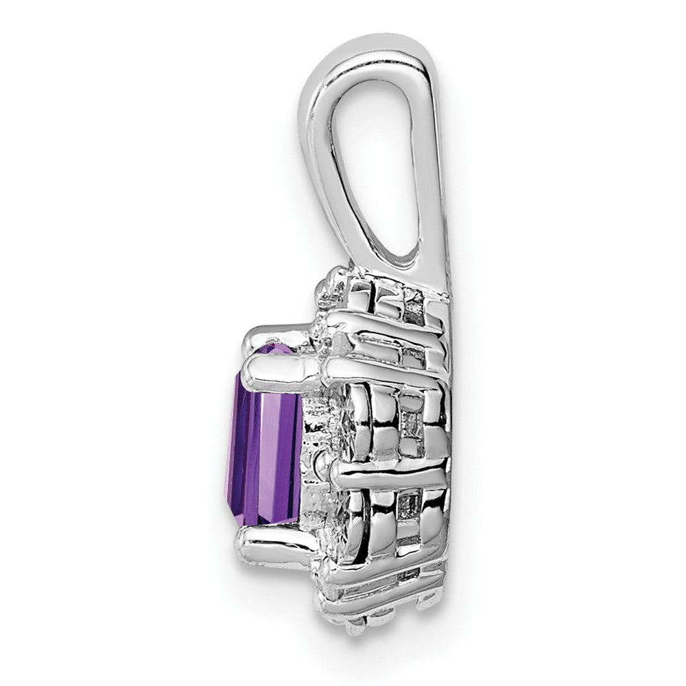 Rhodinierter Sterlingsilber-Anhänger mit Amethyst und Diamant