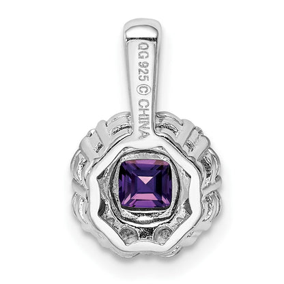 Rhodinierter Sterlingsilber-Anhänger mit Amethyst und Diamant
