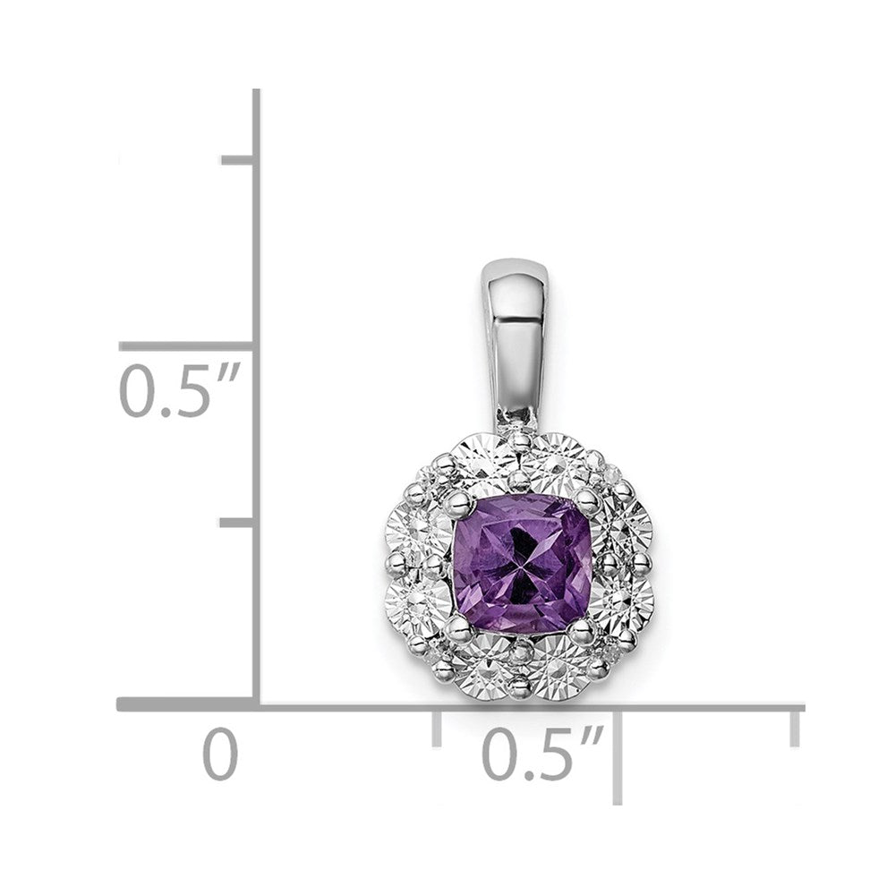 Rhodinierter Sterlingsilber-Anhänger mit Amethyst und Diamant