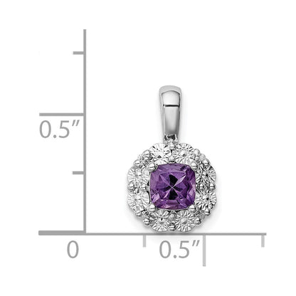 Rhodinierter Sterlingsilber-Anhänger mit Amethyst und Diamant