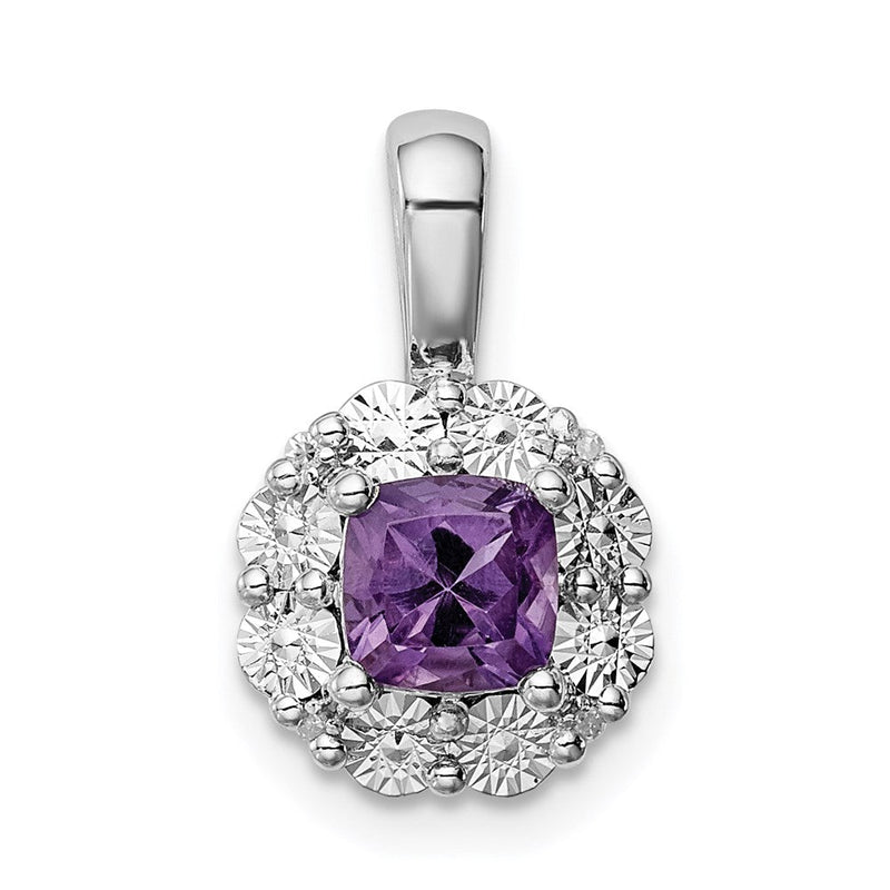 Rhodinierter Sterlingsilber-Anhänger mit Amethyst und Diamant
