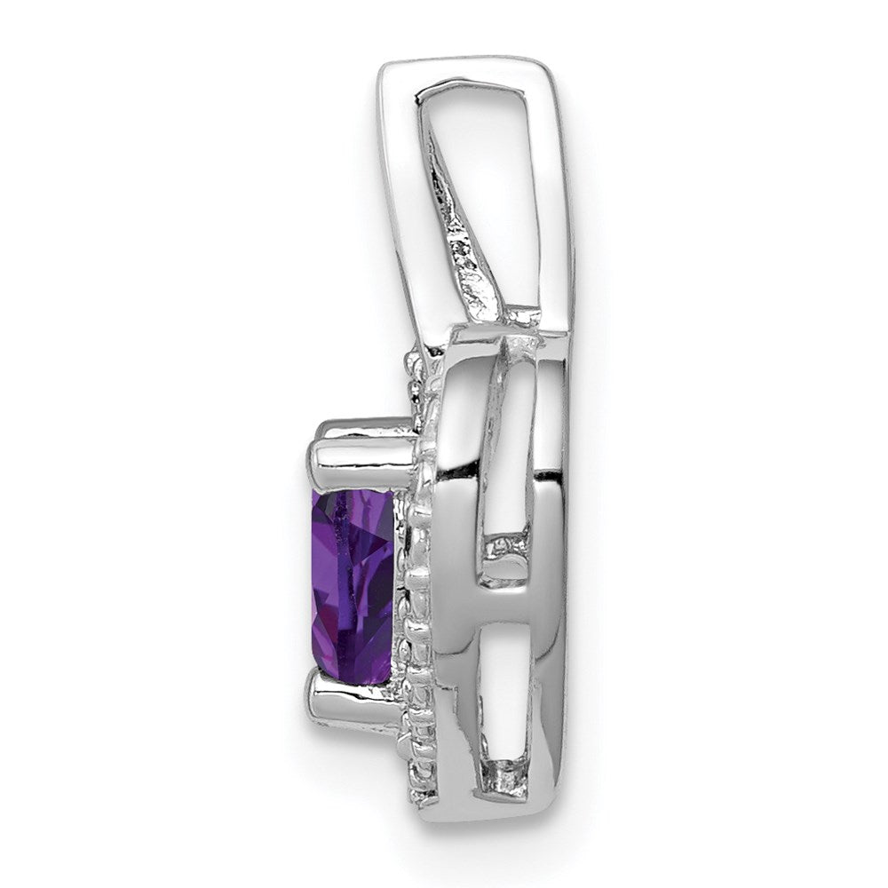Rhodinierter Anhänger aus Sterlingsilber mit Amethyst und Diamant