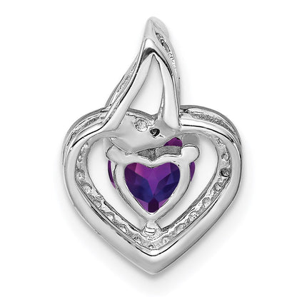 Rhodinierter Anhänger aus Sterlingsilber mit Amethyst und Diamant