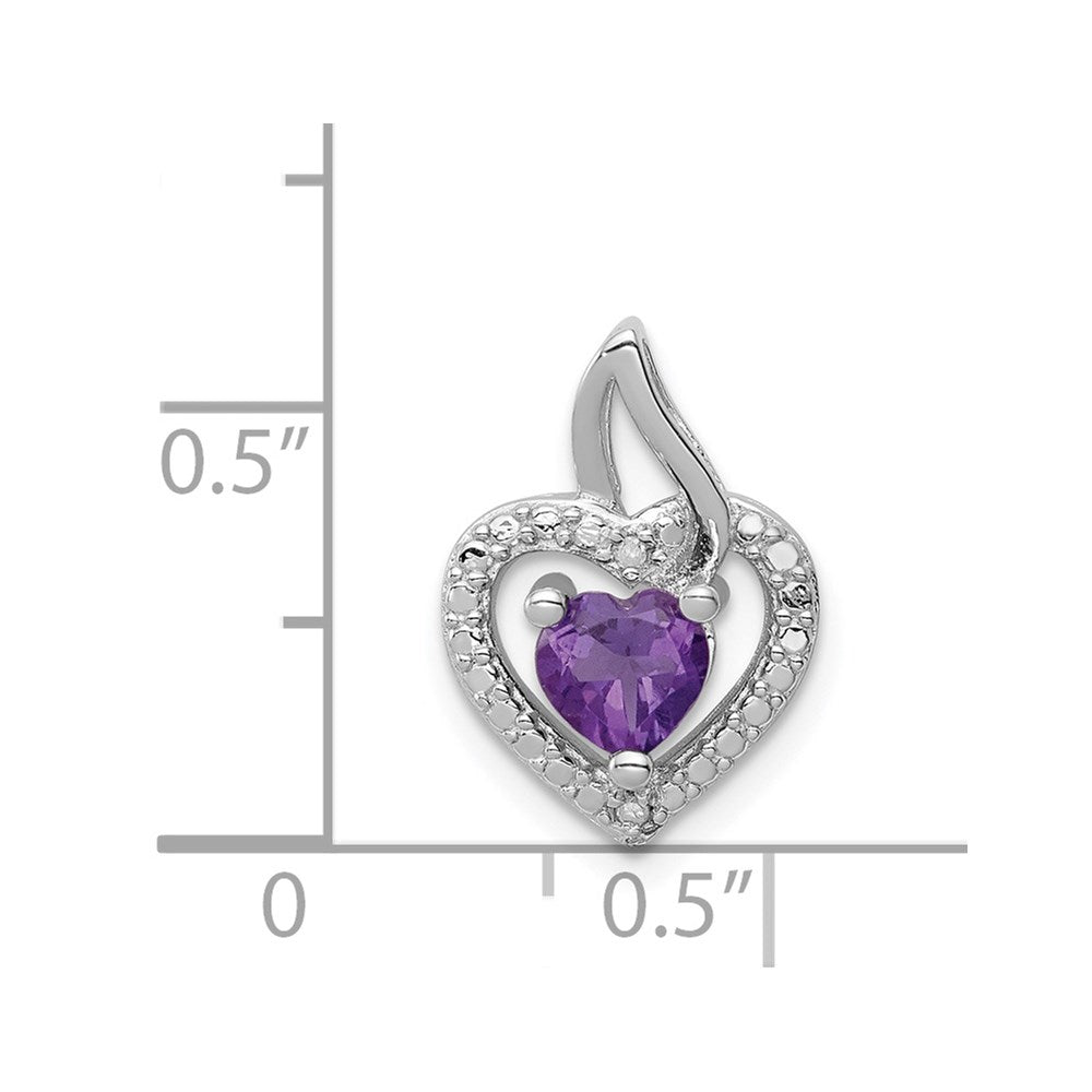 Rhodinierter Anhänger aus Sterlingsilber mit Amethyst und Diamant