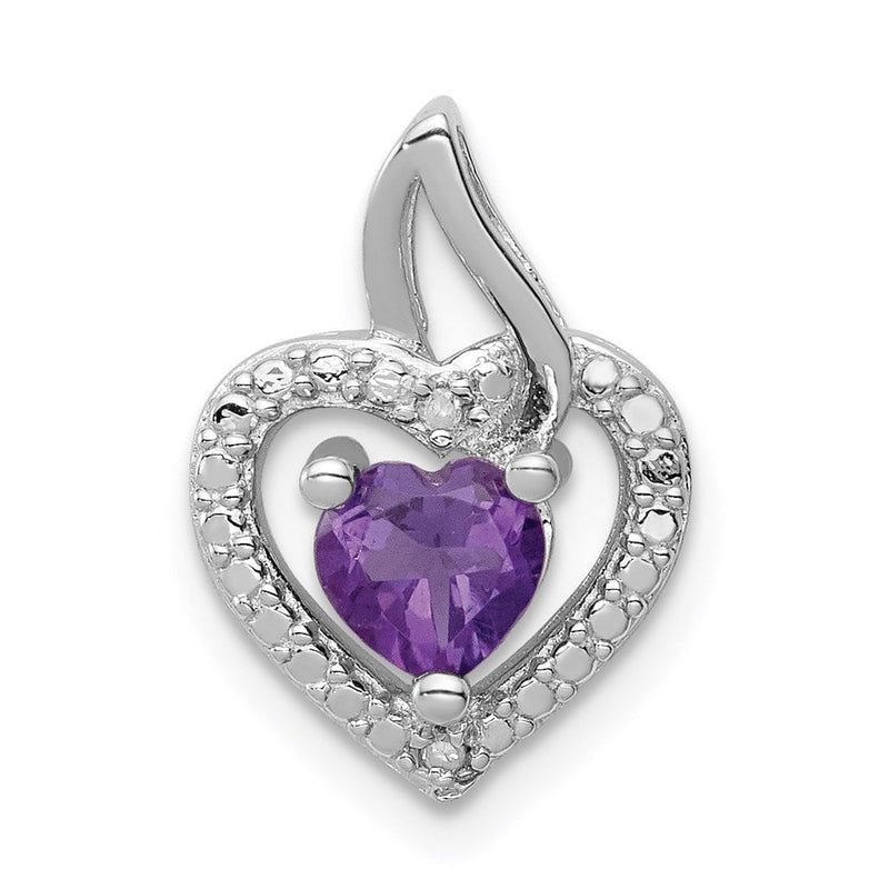 Rhodinierter Anhänger aus Sterlingsilber mit Amethyst und Diamant
