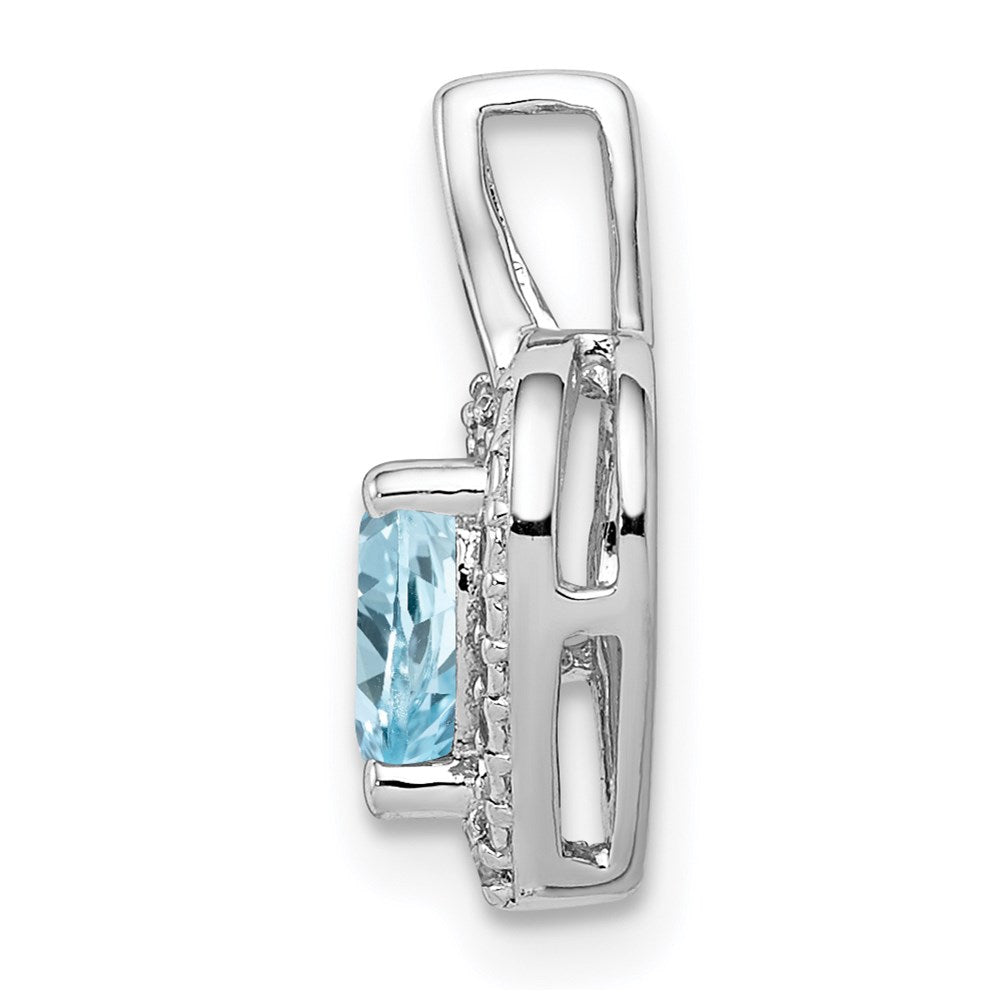Rhodinierter Sterlingsilber-Anhänger mit hellblauem Schweizer Blautopas und Diamant