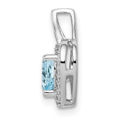 Rhodinierter Sterlingsilber-Anhänger mit hellblauem Schweizer Blautopas und Diamant