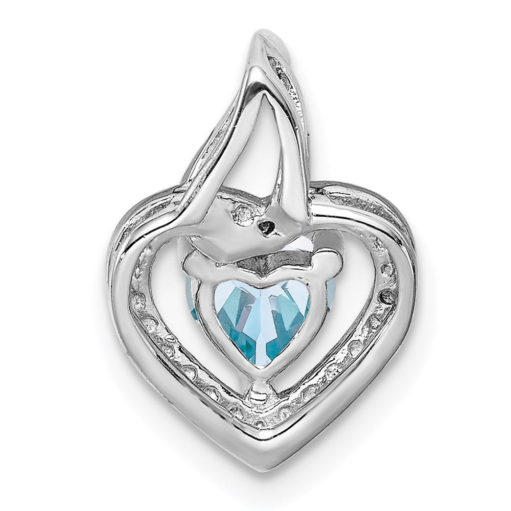 Rhodinierter Sterlingsilber-Anhänger mit hellblauem Schweizer Blautopas und Diamant