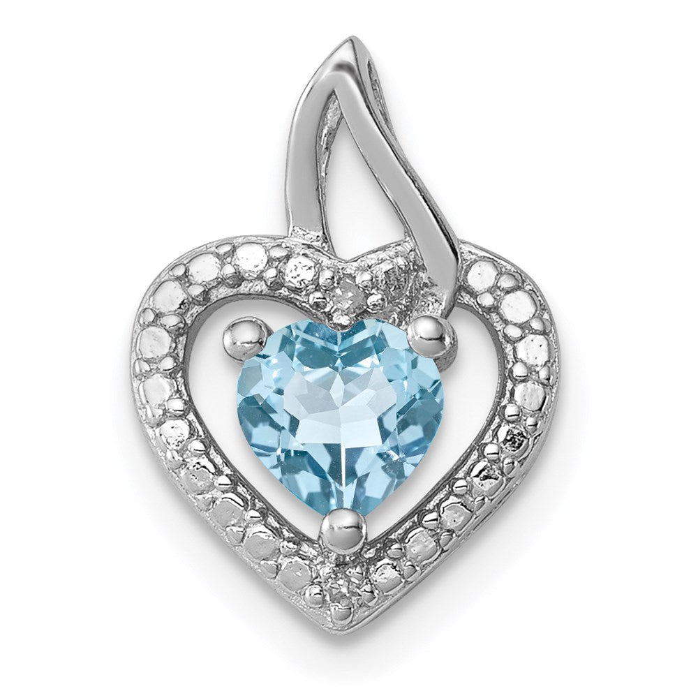 Rhodinierter Sterlingsilber-Anhänger mit hellblauem Schweizer Blautopas und Diamant
