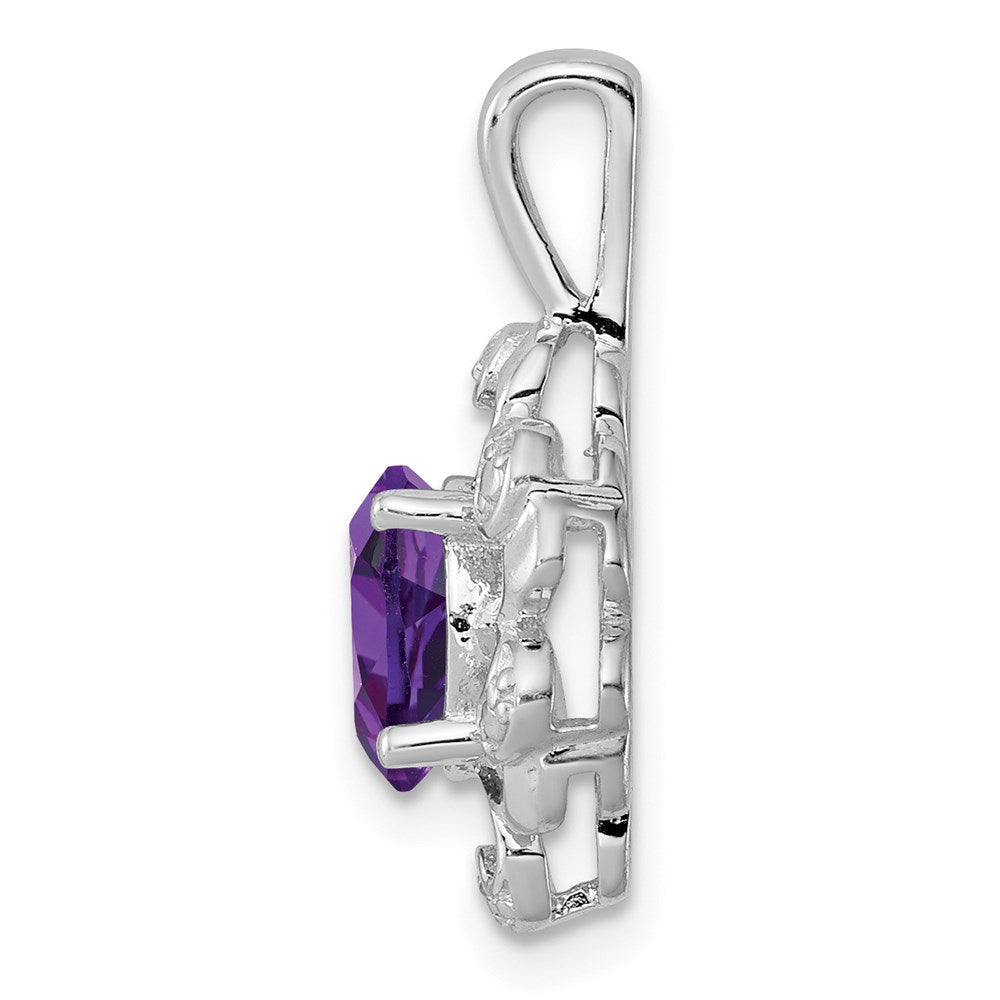 Rhodinierter Anhänger aus Sterlingsilber mit Amethyst und Diamant