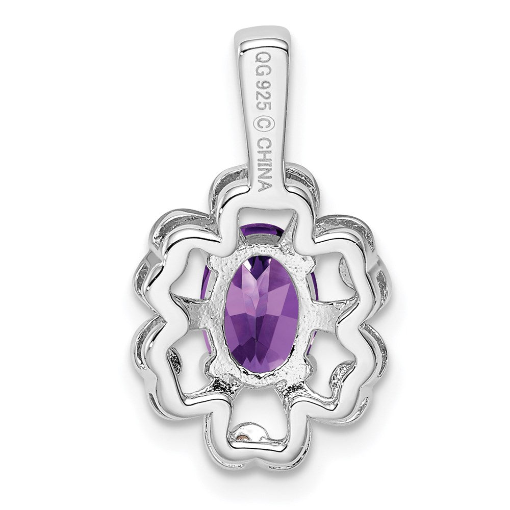 Rhodinierter Anhänger aus Sterlingsilber mit Amethyst und Diamant