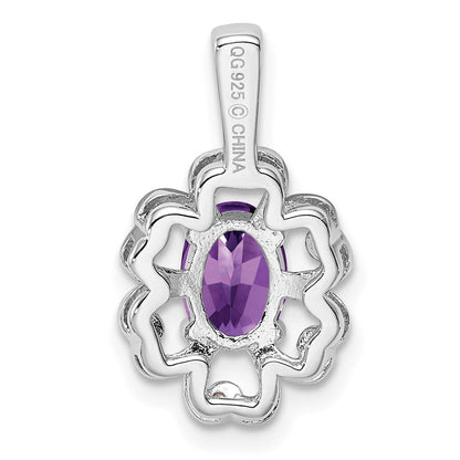 Rhodinierter Anhänger aus Sterlingsilber mit Amethyst und Diamant