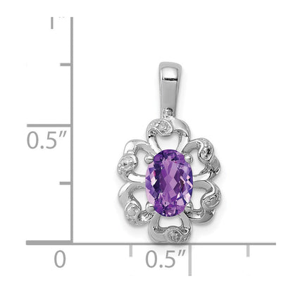 Rhodinierter Anhänger aus Sterlingsilber mit Amethyst und Diamant