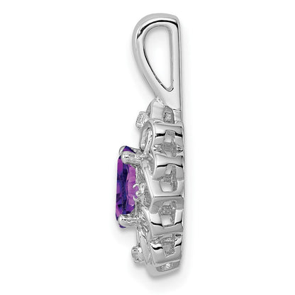 Anhänger aus rhodiniertem Sterlingsilber mit Amethyst und Diamant