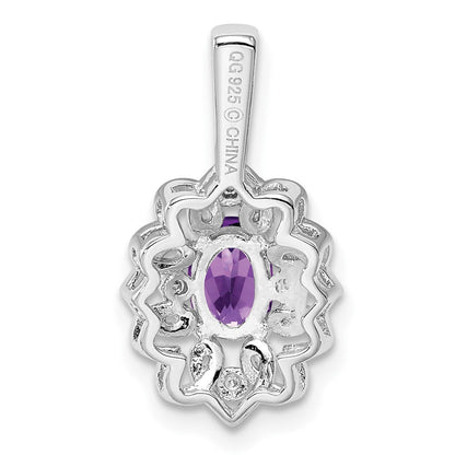 Anhänger aus rhodiniertem Sterlingsilber mit Amethyst und Diamant