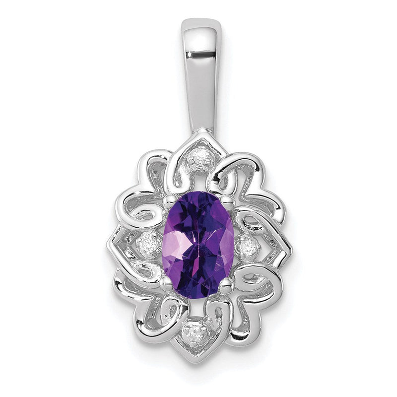 Anhänger aus rhodiniertem Sterlingsilber mit Amethyst und Diamant