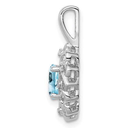 Rhodinierter Sterlingsilber-Anhänger mit hellblauem Schweizer Blautopas und Diamant