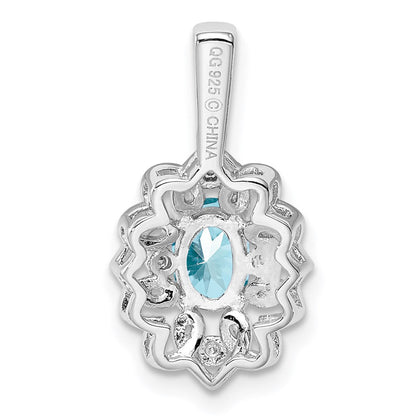 Rhodinierter Sterlingsilber-Anhänger mit hellblauem Schweizer Blautopas und Diamant