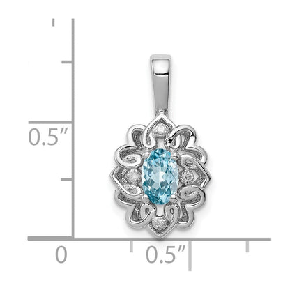 Rhodinierter Sterlingsilber-Anhänger mit hellblauem Schweizer Blautopas und Diamant