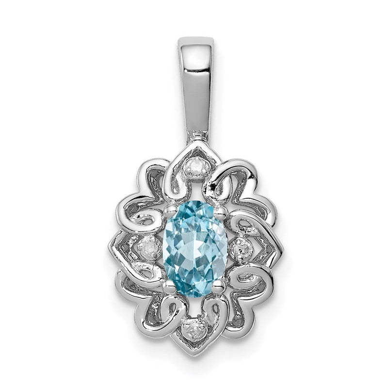 Rhodinierter Sterlingsilber-Anhänger mit hellblauem Schweizer Blautopas und Diamant