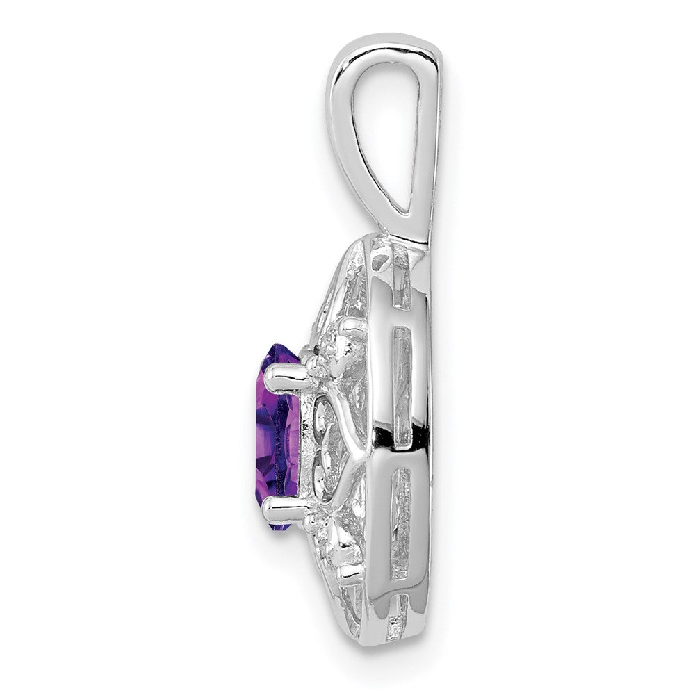 Sterlingsilber Anhänger mit Amethyst und Diamant, rhodiniert