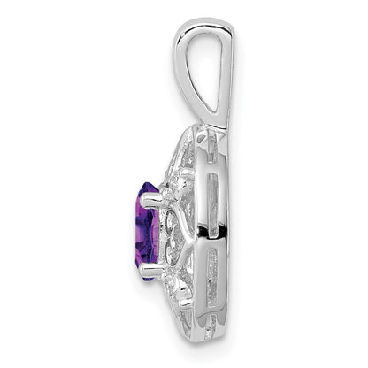 Sterlingsilber Anhänger mit Amethyst und Diamant, rhodiniert