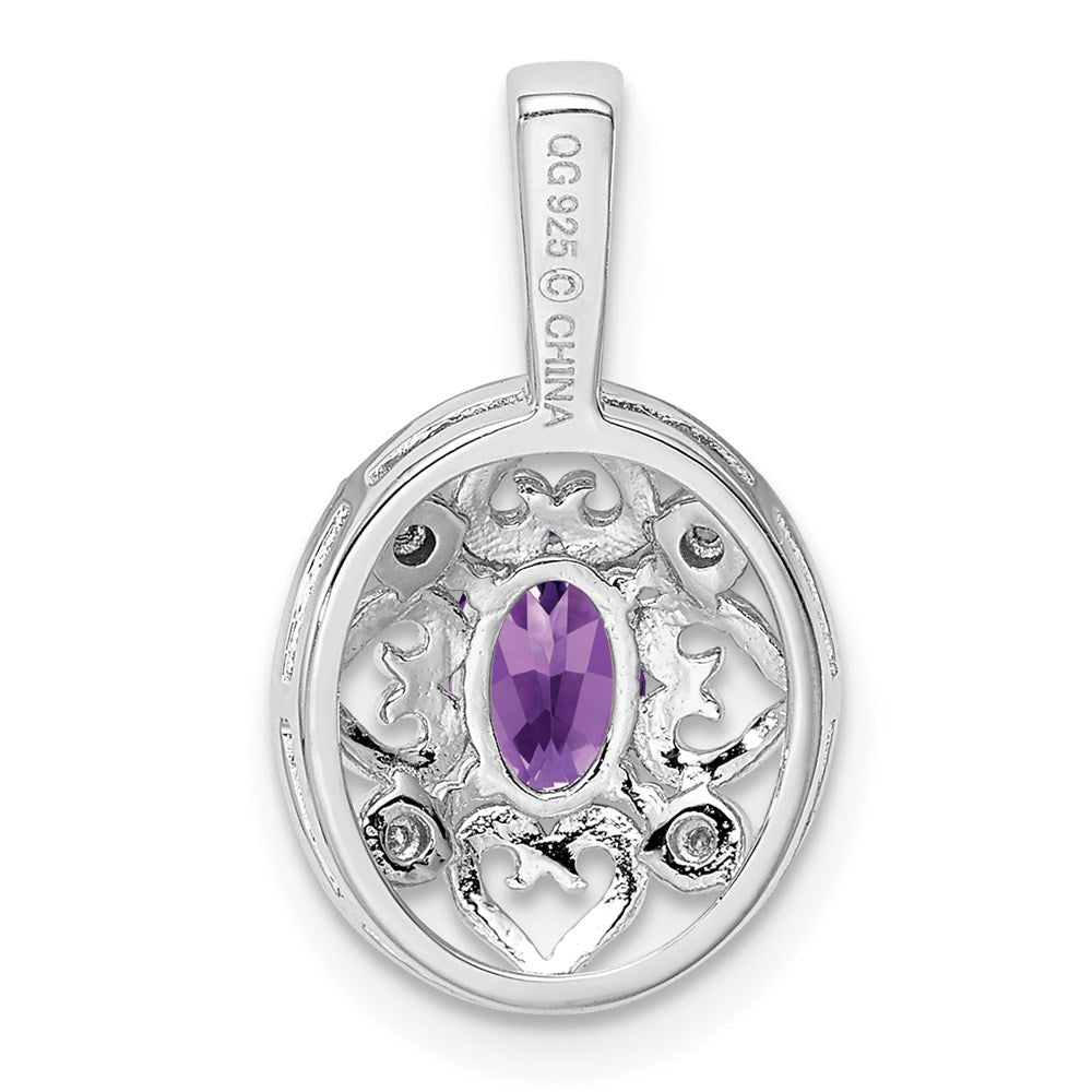 Sterlingsilber Anhänger mit Amethyst und Diamant, rhodiniert
