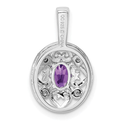 Sterlingsilber Anhänger mit Amethyst und Diamant, rhodiniert