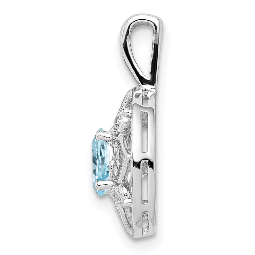Halskette aus rhodiniertem Sterlingsilber mit hellem Schweizer Blautopas und Diamant