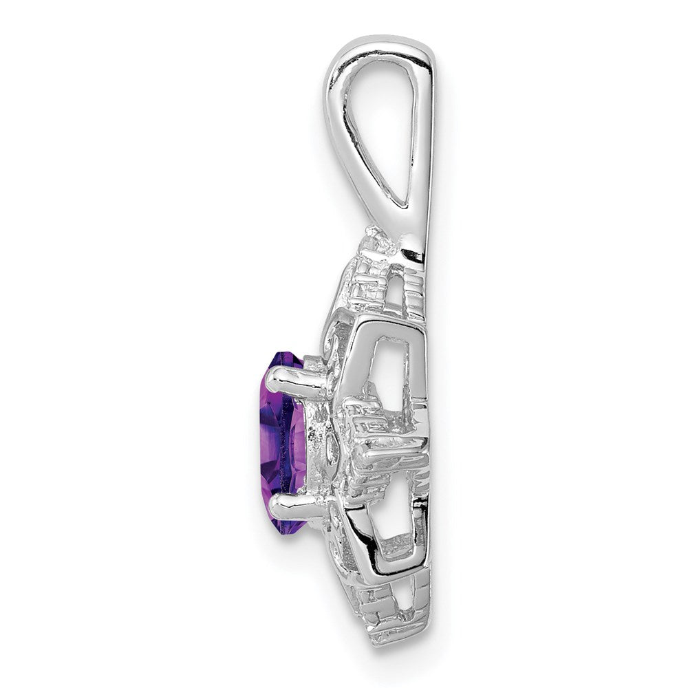 Anhänger aus rhodiniertem Sterlingsilber mit Amethyst und Diamant