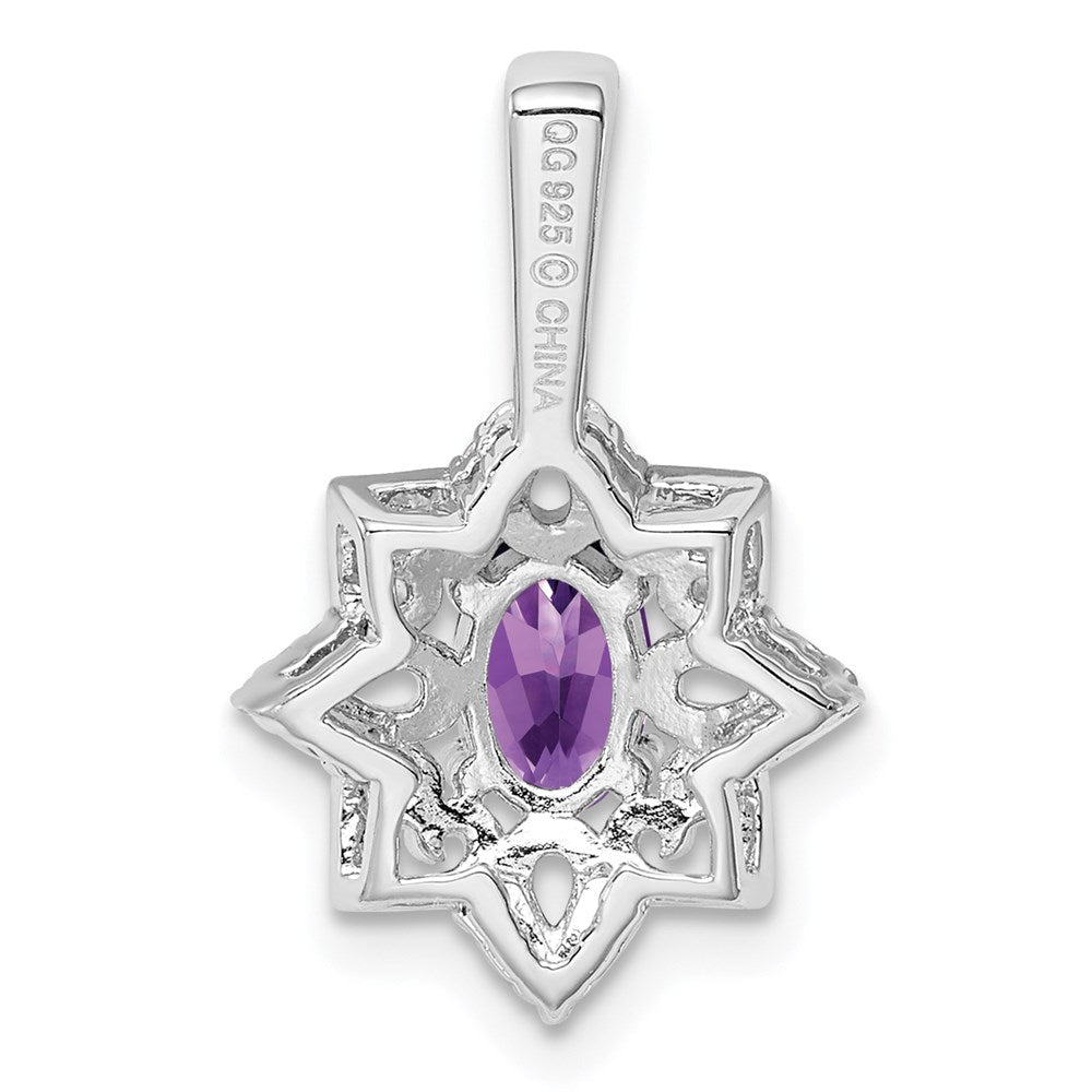 Anhänger aus rhodiniertem Sterlingsilber mit Amethyst und Diamant