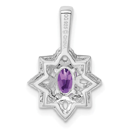 Anhänger aus rhodiniertem Sterlingsilber mit Amethyst und Diamant