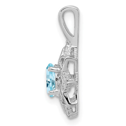 Rhodinierter Sterlingsilber-Anhänger mit hellblauem Swiss-Blue-Topas und Diamant