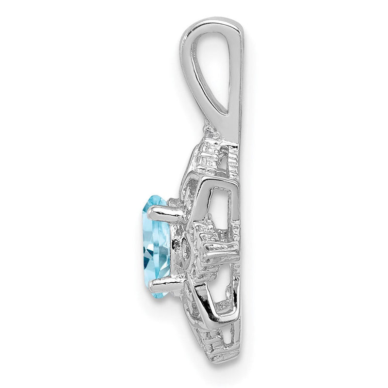 Rhodinierter Sterlingsilber-Anhänger mit hellblauem Swiss-Blue-Topas und Diamant